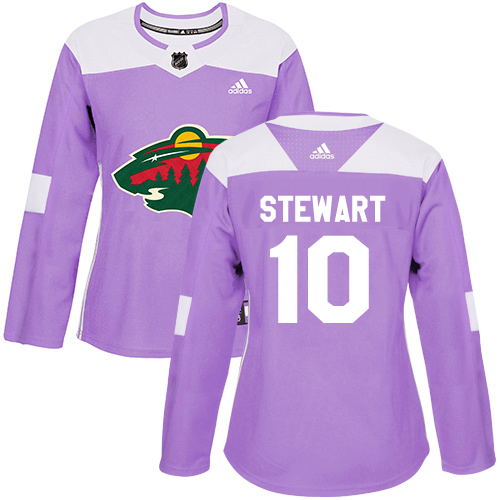Adidas Wild #10 Chris Stewart Purple Authentic Fights Cancer Women's Stitched NHL Jersey